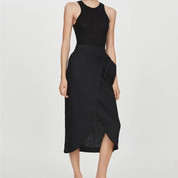 MANGO Linen-Blend Wrap Skirt - Picture 6 of 10